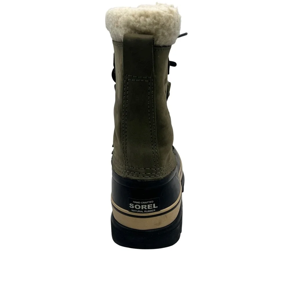 Sorel‎ Caribou Waterproof Winter Boots Women's Size 6 Tan Green Fur Lined